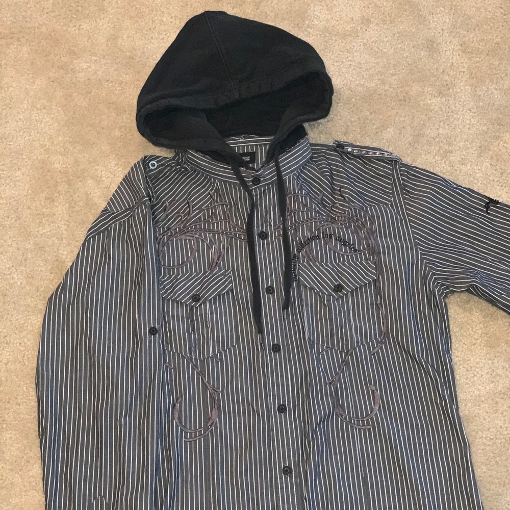 Monarchy Collection L.A  hooded-button up shirt